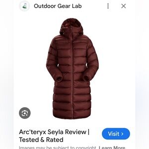 Arc’teryx Women’s Seyla Mid Insulated Coat | S | 750 grey goose down |chocolate